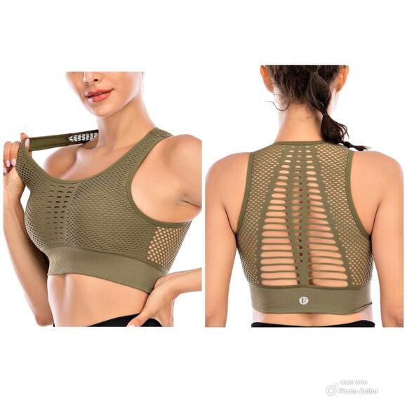New RUNNING GIRL Army Green Sports Bra - XS - Picture 1 of 6